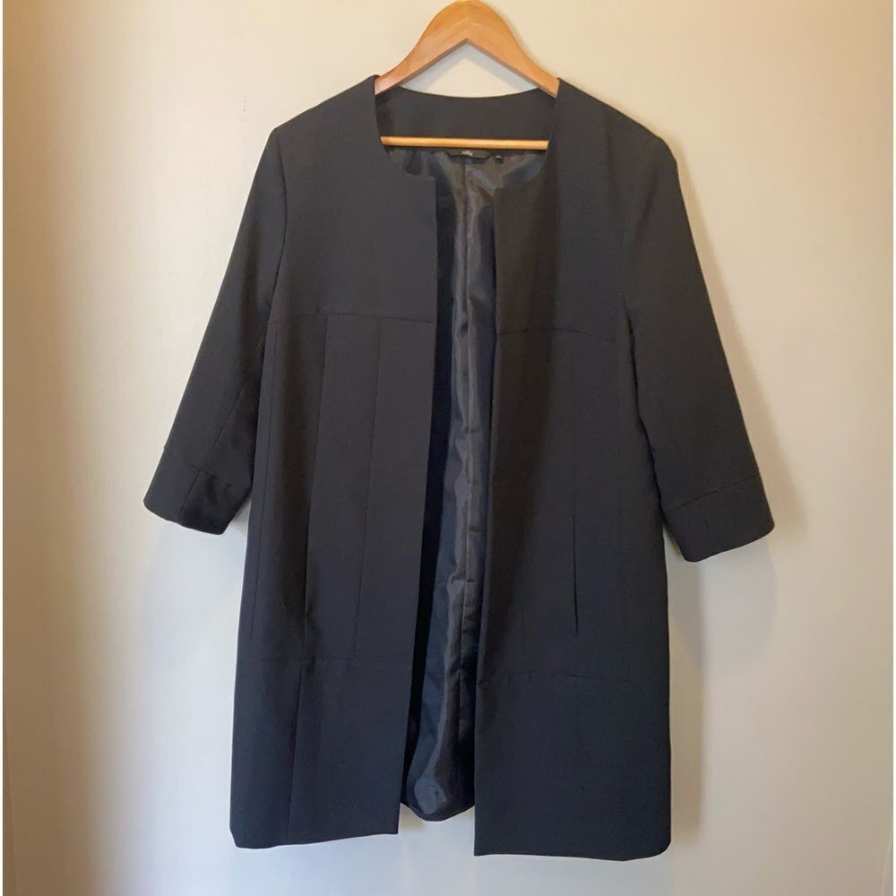 Nife open front long coat 3/4 sleeves fully lined black coat EU 42 US 8.5